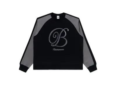 Black Eye Patch B Emblem 2 Tone Raglan Crew Sweat "Black"