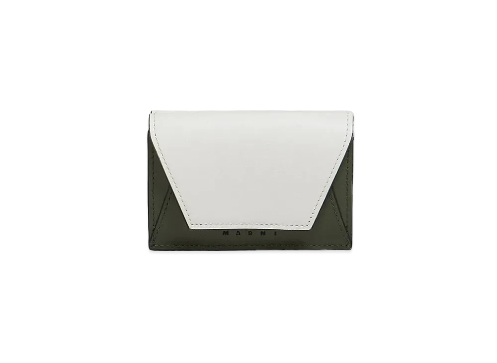 Marni Leather Tri-Fold Wallet "Lime Stone/Green"