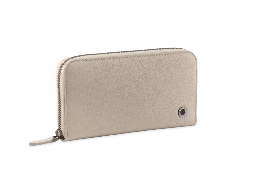 BVLGARI Bvlgari Man Zipped Wallet "Moonbeam Pearl Light Gray/Sancitrine Yellow"
