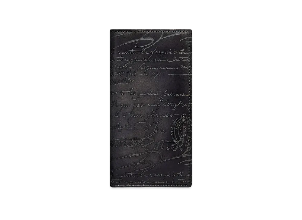 Berluti Santal Scritto Leather Long Wallet "Nero Grigio"