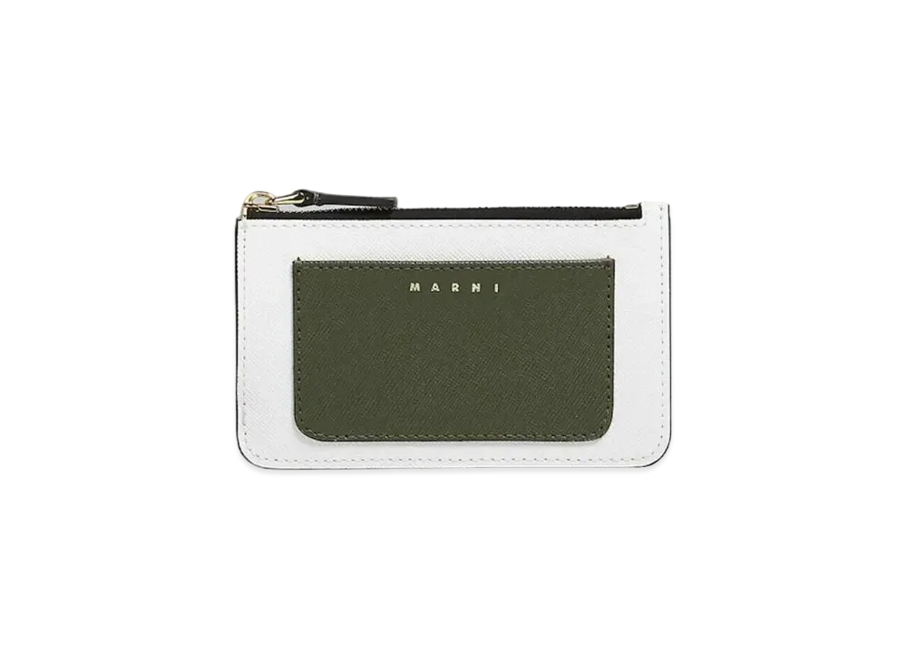 Marni Saffiano Leather Card Case "Gazebo/Lily White/Pumpkin"