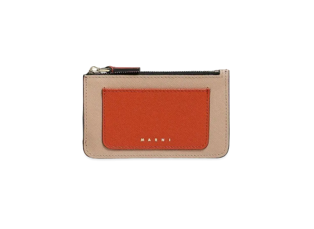 Marni Saffiano Leather Card Case "Brick/Pompeii/Gazebo"