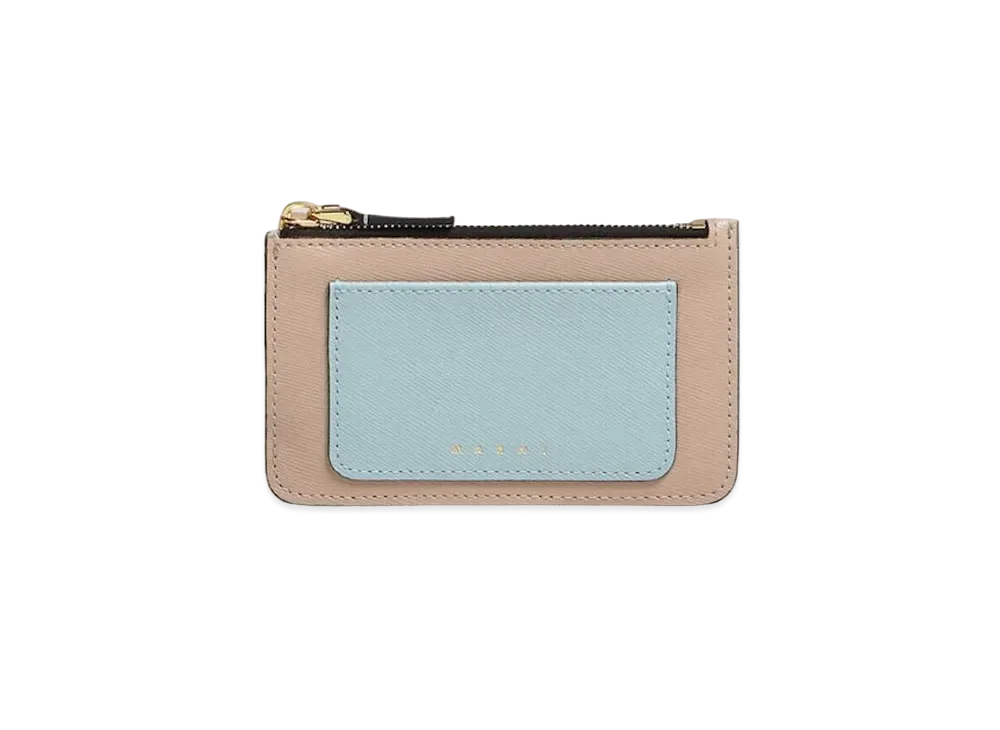 Marni Saffiano Leather Card Case "Aqua Marine/Natural"
