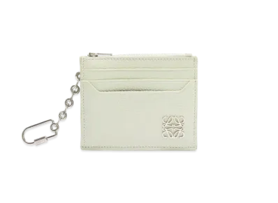 LOEWE Anagram Square Cardholder In Pebble Grain Calfskin With Chain "Light Celadon"