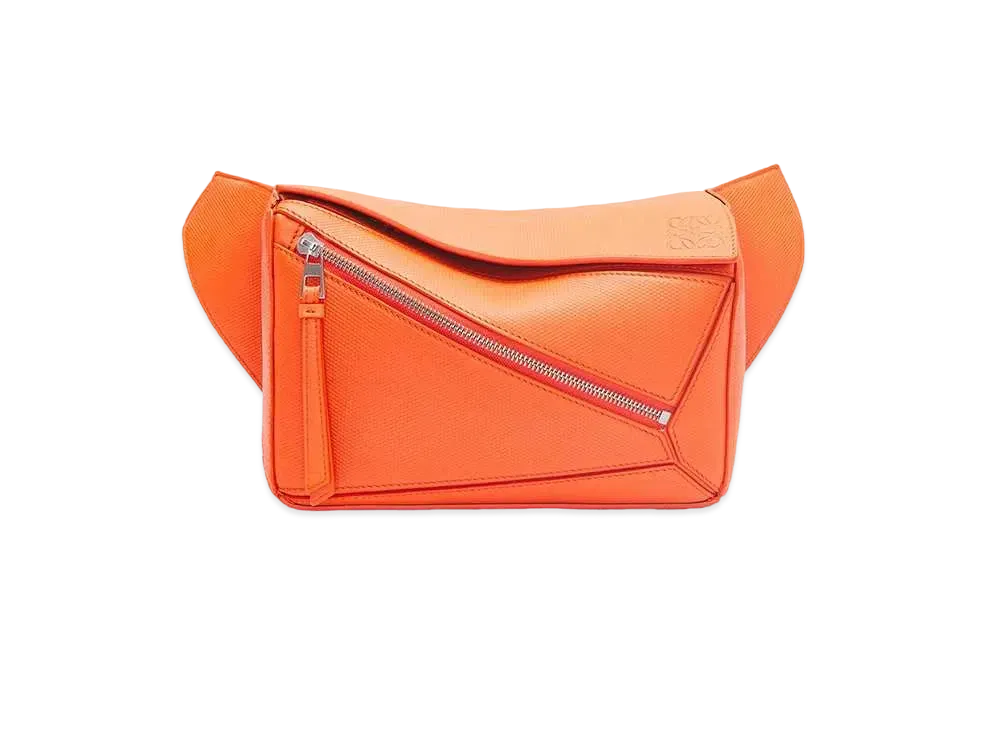 LOEWE Small Puzzle Bumbag In Diamond Calfskin "Orange"