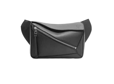 LOEWE Small Puzzle Bumbag In Diamond Calfskin "Black"