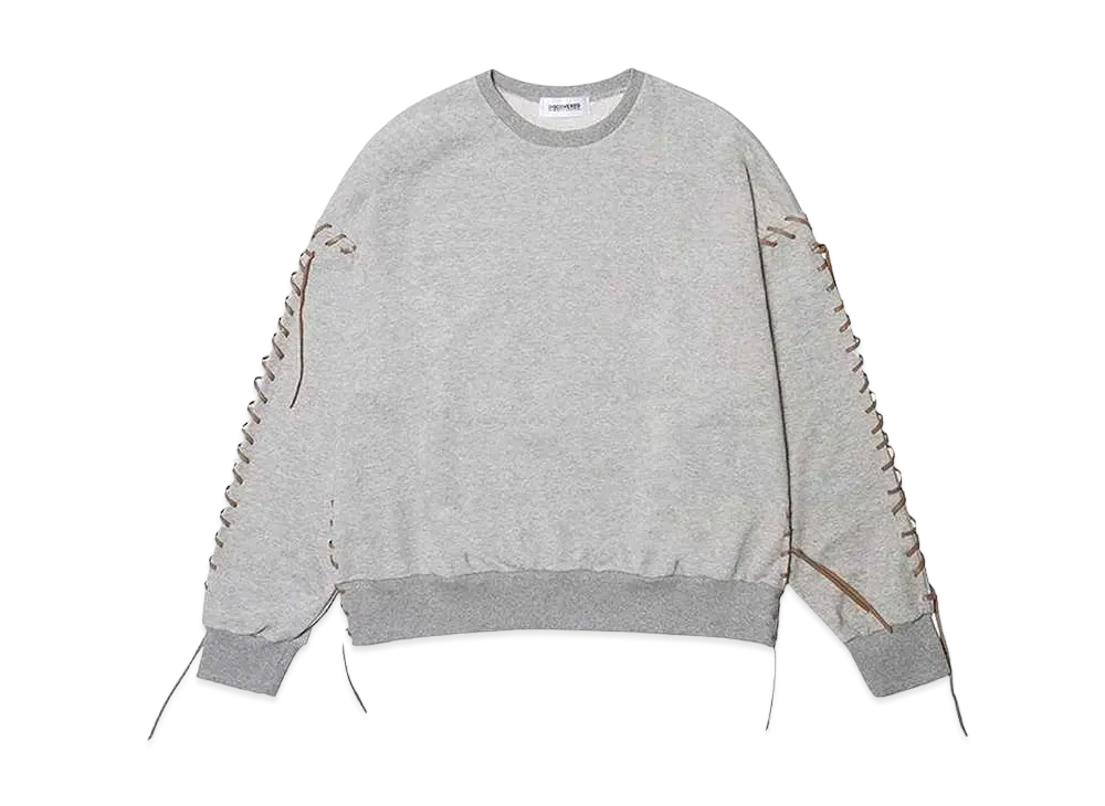 DISCOVERED LEATHER LOOPING SWEAT "GRAY"