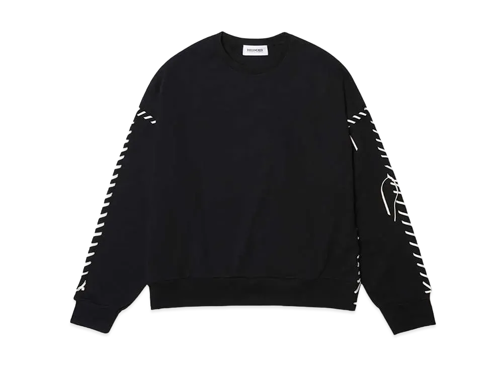 DISCOVERED LEATHER LOOPING SWEAT "BLACK"