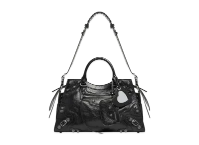 BALENCIAGA Neo Cagole City Handbag Arena Lambskin "Black"