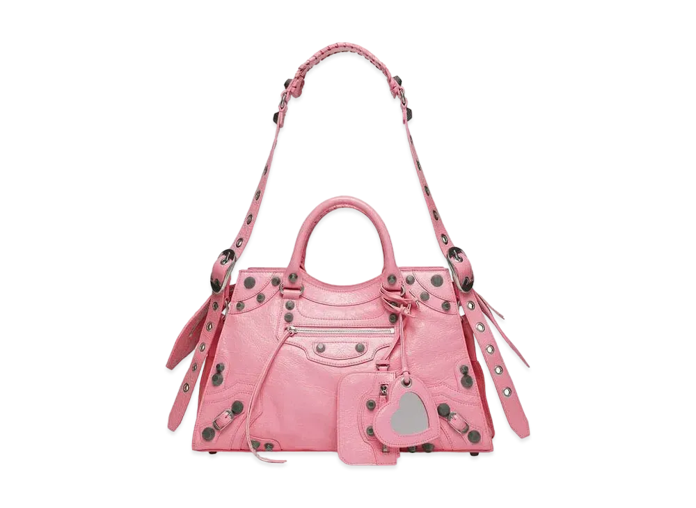 BALENCIAGA Neo Cagole City Handbag Arena Lambskin "Pink"
