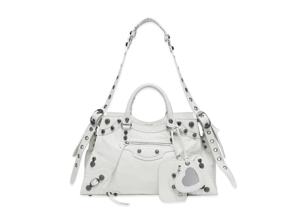 BALENCIAGA Neo Cagole City Handbag Arena Lambskin "White"