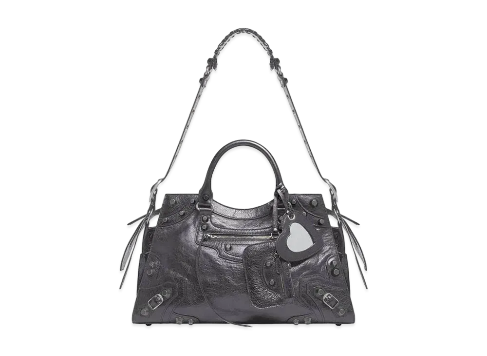 BALENCIAGA Neo Cagole City Handbag Arena Lambskin "Dark Grey"