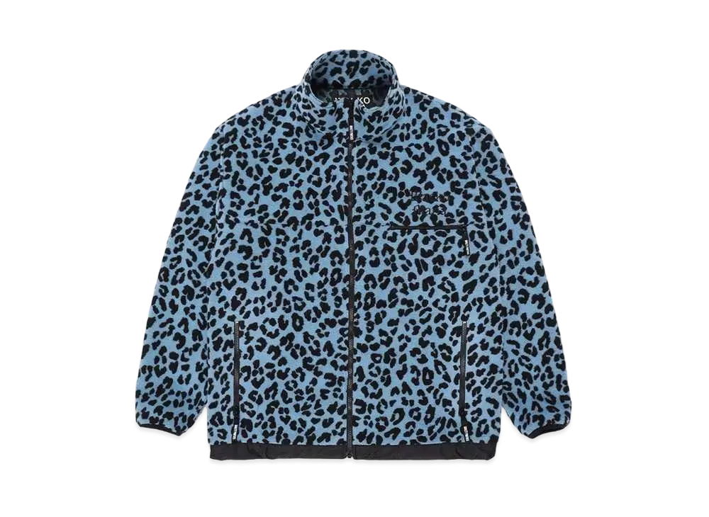 WACKO MARIA Leopard Light Boa Fleece Jacket "Light Blue"