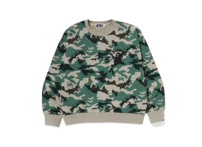 A BATHING APE Woodland Camo Loose Fit Crewneck "Olivedrab"