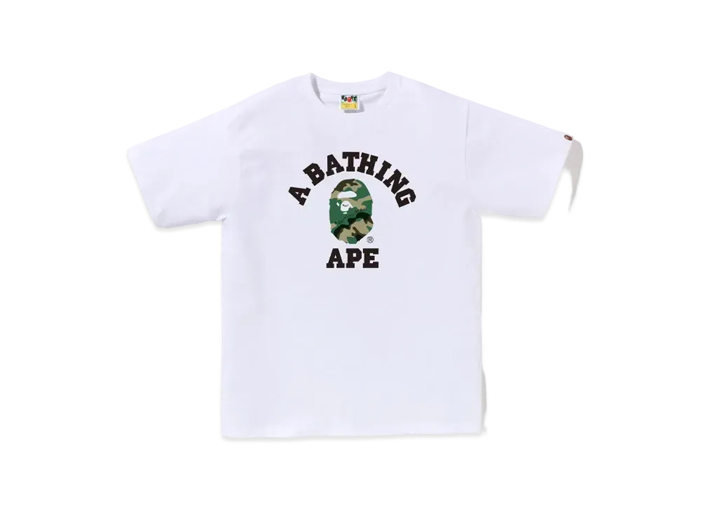A BATHING APE Woodland Camo College Tee "White"