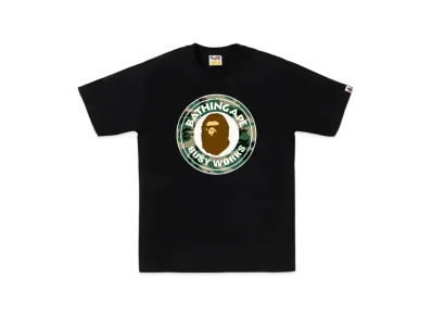 A BATHING APE Woodland Camo Busy Works Tee "Black"