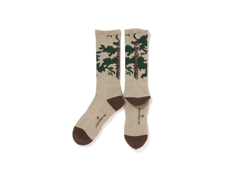 A BATHING APE Woodland Camo Socks "Olivedrab"