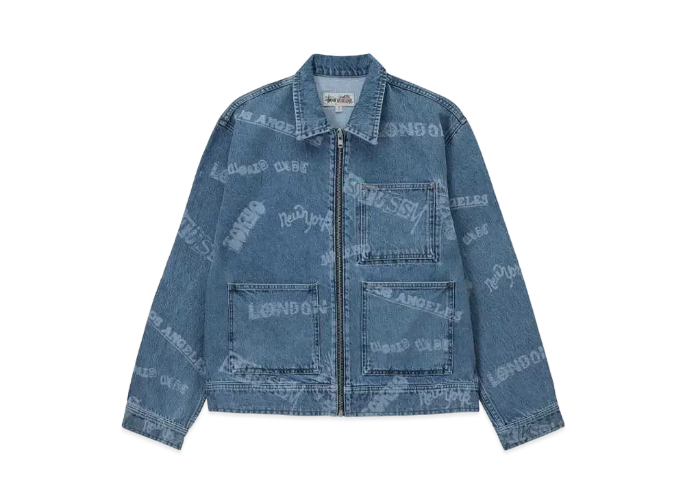 Stussy Worldwide Zip Work Jacket "Stone Wash"