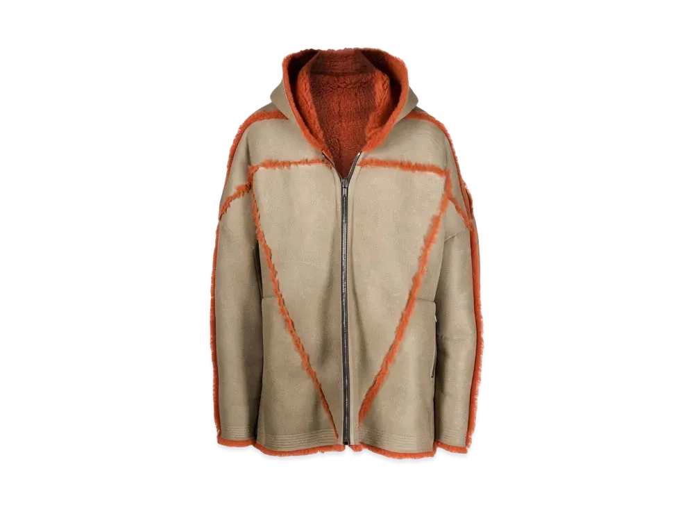 RICK OWENS Jumbo Peter Hooded Jacket "Beige Orange"