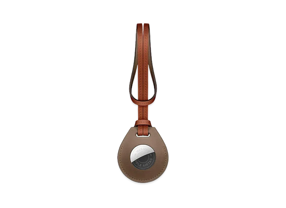 Hermes Apple AirTag Bicolor Bag Charm "Beige De Weimar/Cuivre"