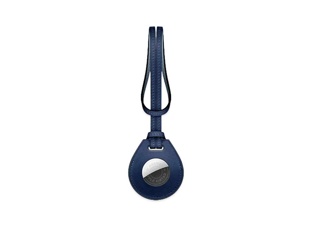 Hermes Apple AirTag Bicolor Bag Charm "Bleu Saphir/Bleu Lin"