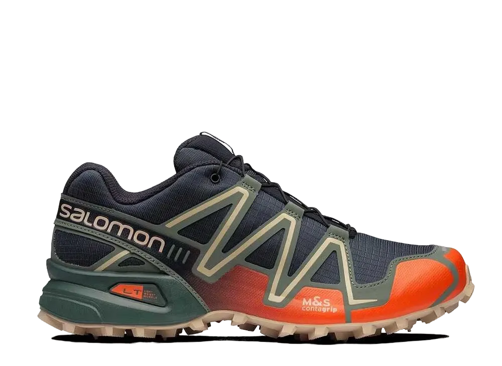 サロモン  スピードクロス 3 "ムード インディゴ/バスラム グリーン/レッド/オレンジ"