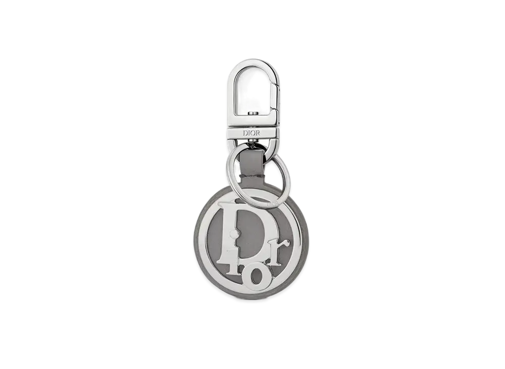 Dior D-Touch Keyring Grained Calfskin With Dior Oblique Signature "Gray"