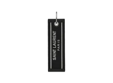 Saint Laurent Nastro Saint Laurent Keyring In Canvas "Black/White"