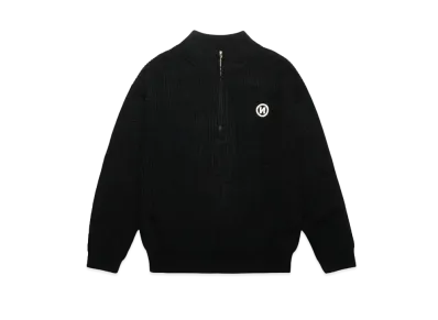 9090 N Logo Half Zip Knit "Black"