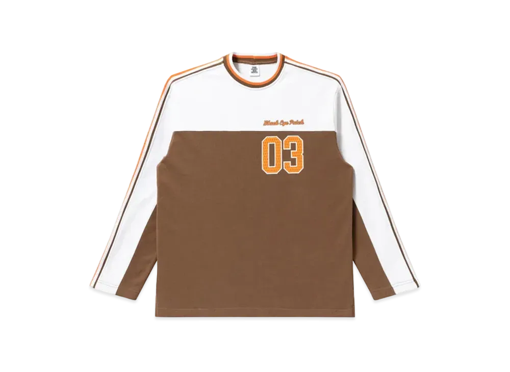 Black Eye Patch Player Ribbed Sweatshirt "White/Brown"