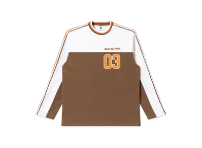 Black Eye Patch Player Ribbed Sweatshirt "White/Brown"