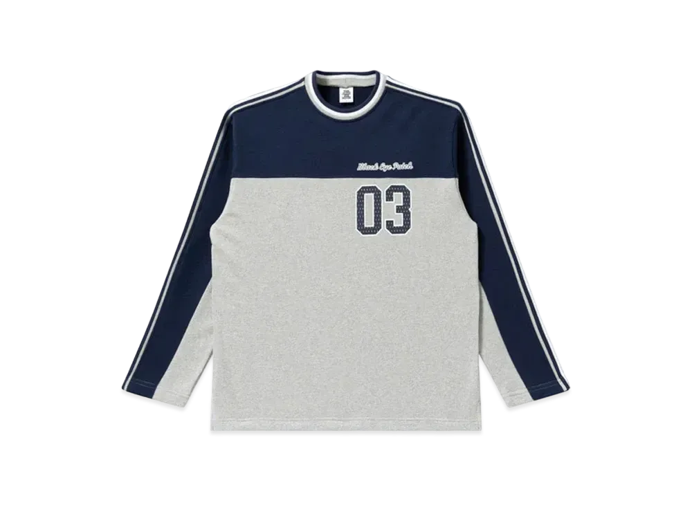 Black Eye Patch Player Ribbed Sweatshirt "Navy/Heather Gray"