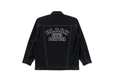 Black Eye Patch College Color Stitched Cotton Blend Jacket "Black"