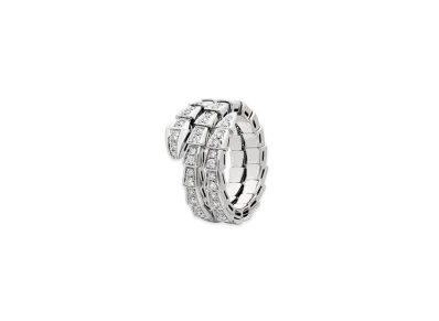 BVLGARI Serpenti Viper Ring Pave Diamonds 18K "White Gold"