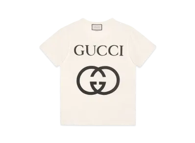 GUCCI Men's Cotton Oversize T-shirt With Interlocking G "Off White"