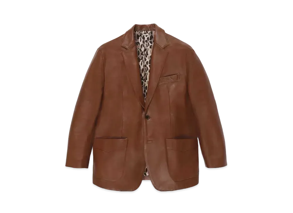 WACKO MARIA Leather Single Breasted Jacket "Brown"