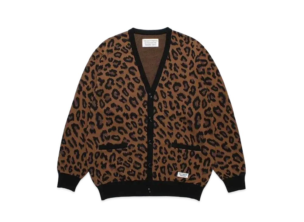 WACKO MARIA Leopard Knit Jacquard Cardigan "Brown"
