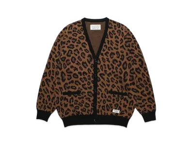 WACKO MARIA Leopard Knit Jacquard Cardigan "Brown"