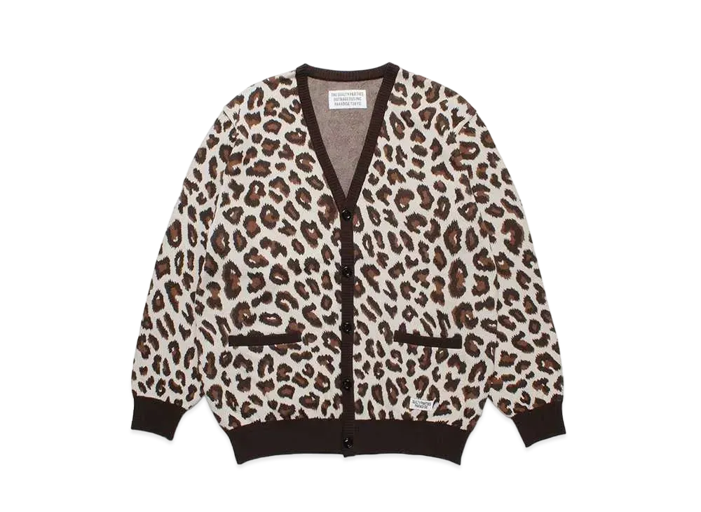 WACKO MARIA Leopard Knit Jacquard Cardigan "White"