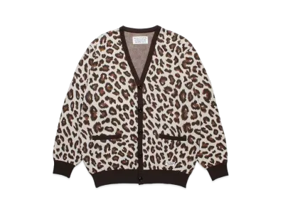 WACKO MARIA Leopard Knit Jacquard Cardigan "White"