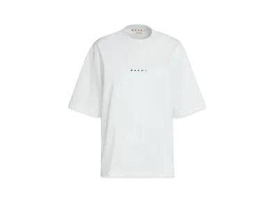 Marni Women's T-shirt In Bio Cotton With Logo "White"