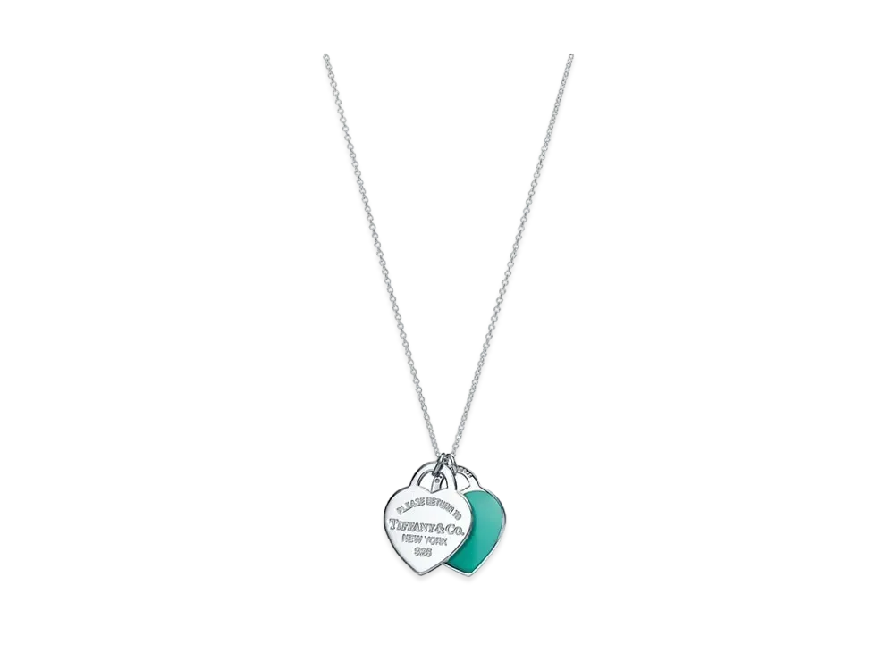 Tiffany & Co. Return to Tiffany Double Heart Tag Pendant In Silver Small "Tiffany Blue"