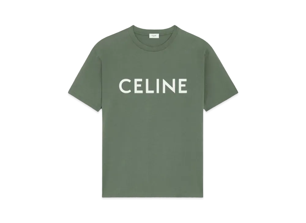 CELINE Men's Celine Loose T-shirt In Cotton Jersey "Khaki/Off White"