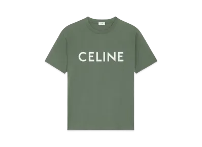 CELINE Men's Celine Loose T-shirt In Cotton Jersey "Khaki/Off White"
