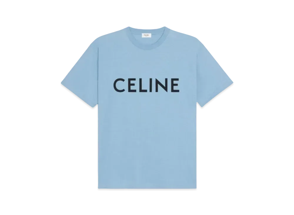 CELINE Men's Celine Loose T-shirt In Cotton Jersey "Washed Blue/Black"