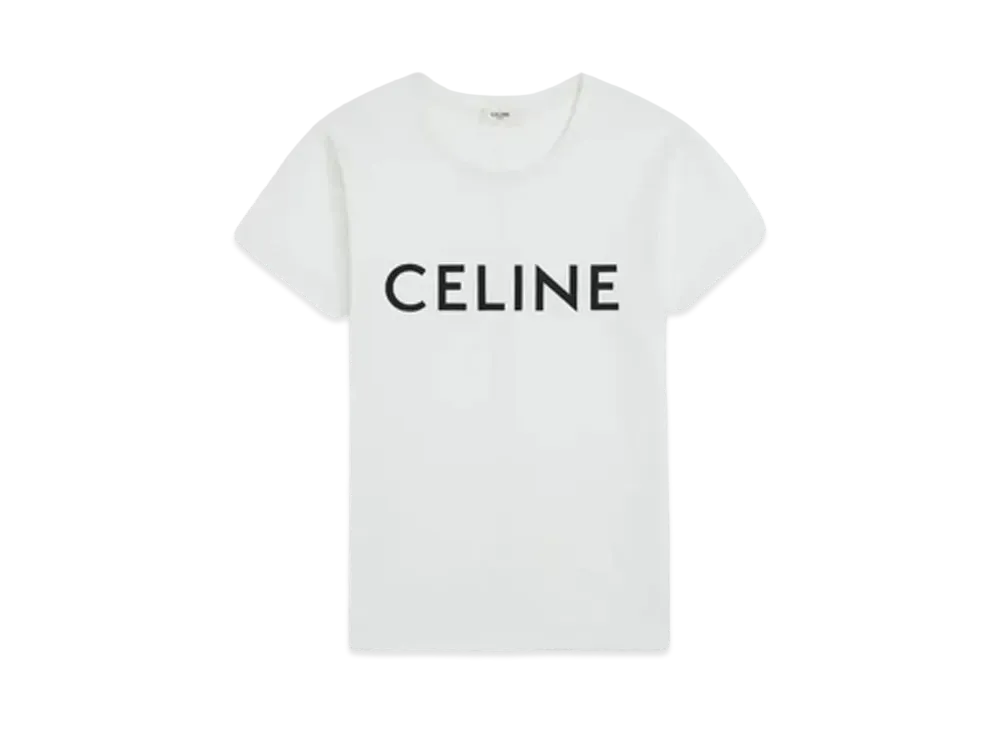 CELINE Women's Celine Loose T-shirt In Cotton Jersey "Ecru/Black"