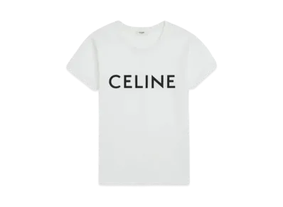 CELINE Women's Celine Loose T-shirt In Cotton Jersey "Ecru/Black"