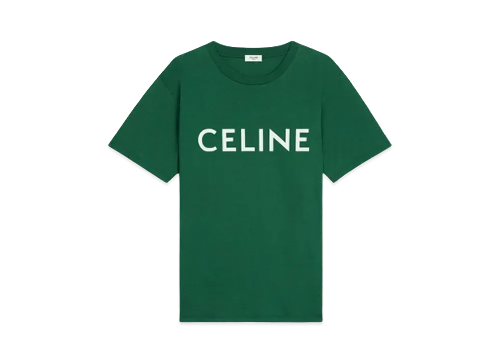 CELINE Women's Celine Loose T-shirt In Cotton Jersey "Irish Green/Off White"
