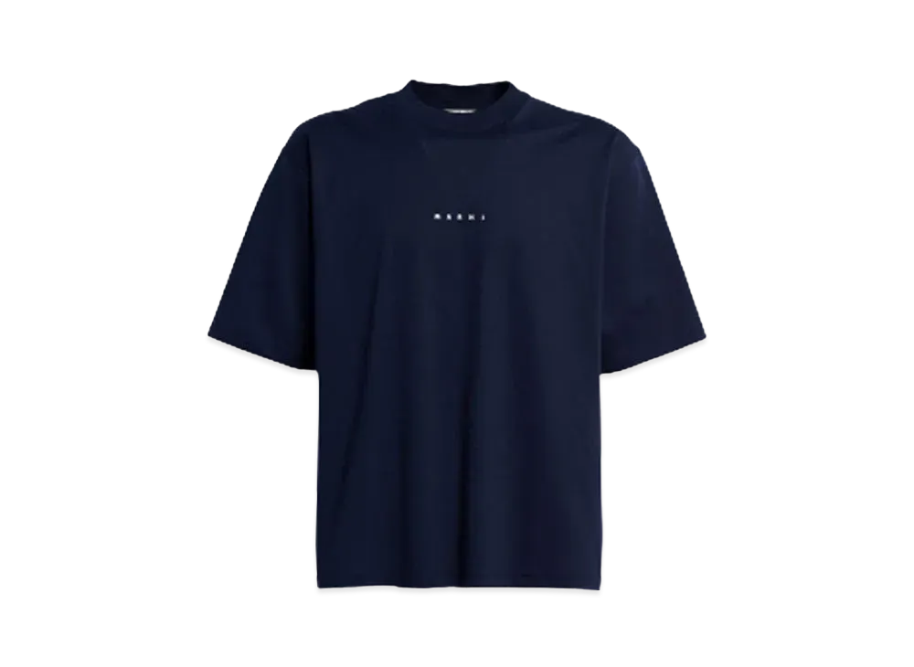 Marni Women's T-shirt In Bio Cotton With Logo "Blue Black"