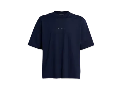 Marni Women's T-shirt In Bio Cotton With Logo "Blue Black"